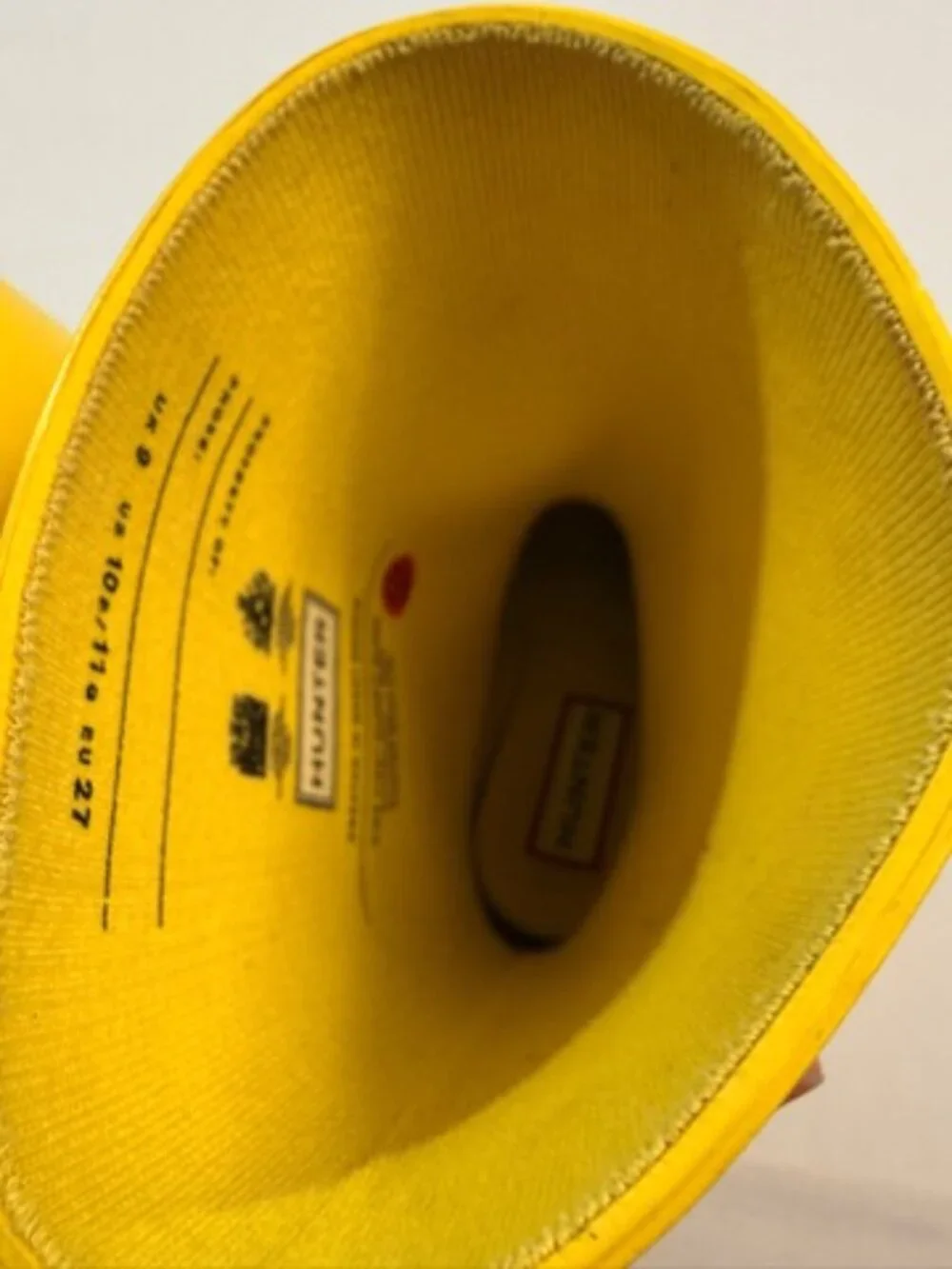 HUNTER Kids Original Yellow Rain Boots Wellington Waterproof Size 10C